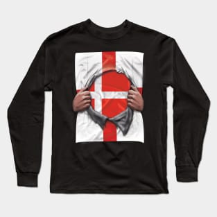 Denmark Flag English Flag Ripped - Gift for Danish From Denmark Long Sleeve T-Shirt